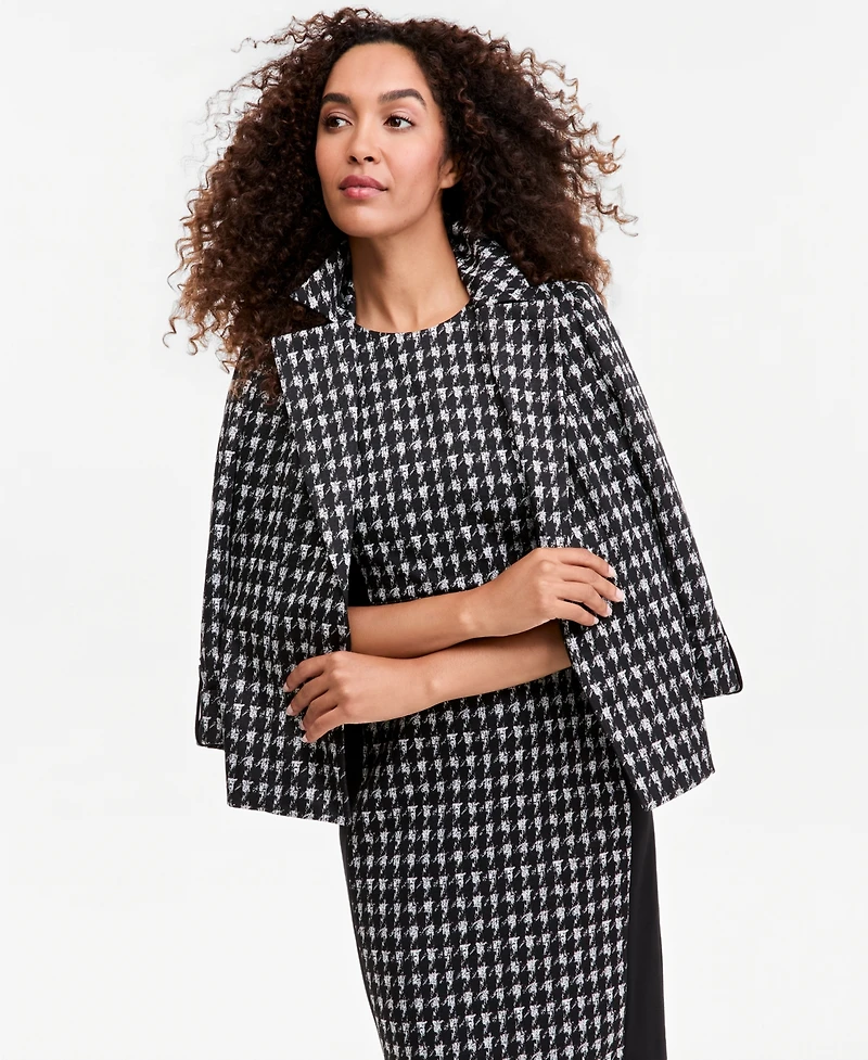 Kasper Women's Combo Princess Seam Sheath Houndstooth Dress