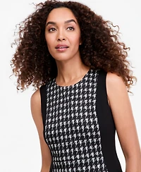 Kasper Women's Combo Princess Seam Sheath Houndstooth Dress