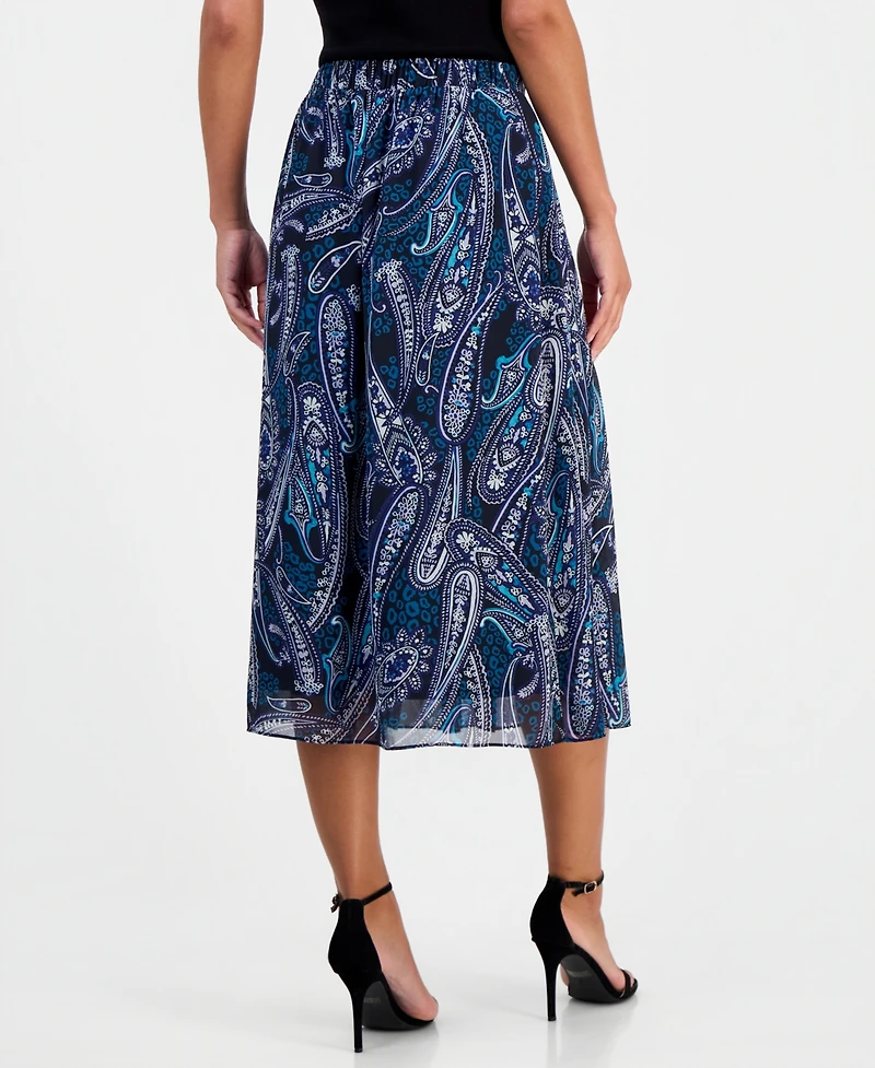 Kasper Petite Printed Pleated Front Midi Skirt