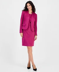 Kasper Women's Faux Suede Collared Open-Front Blazer