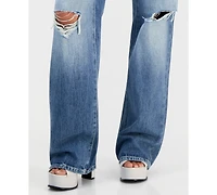 Guess Women's Mid Rise Slouchy-Fit Straight-Leg Jeans