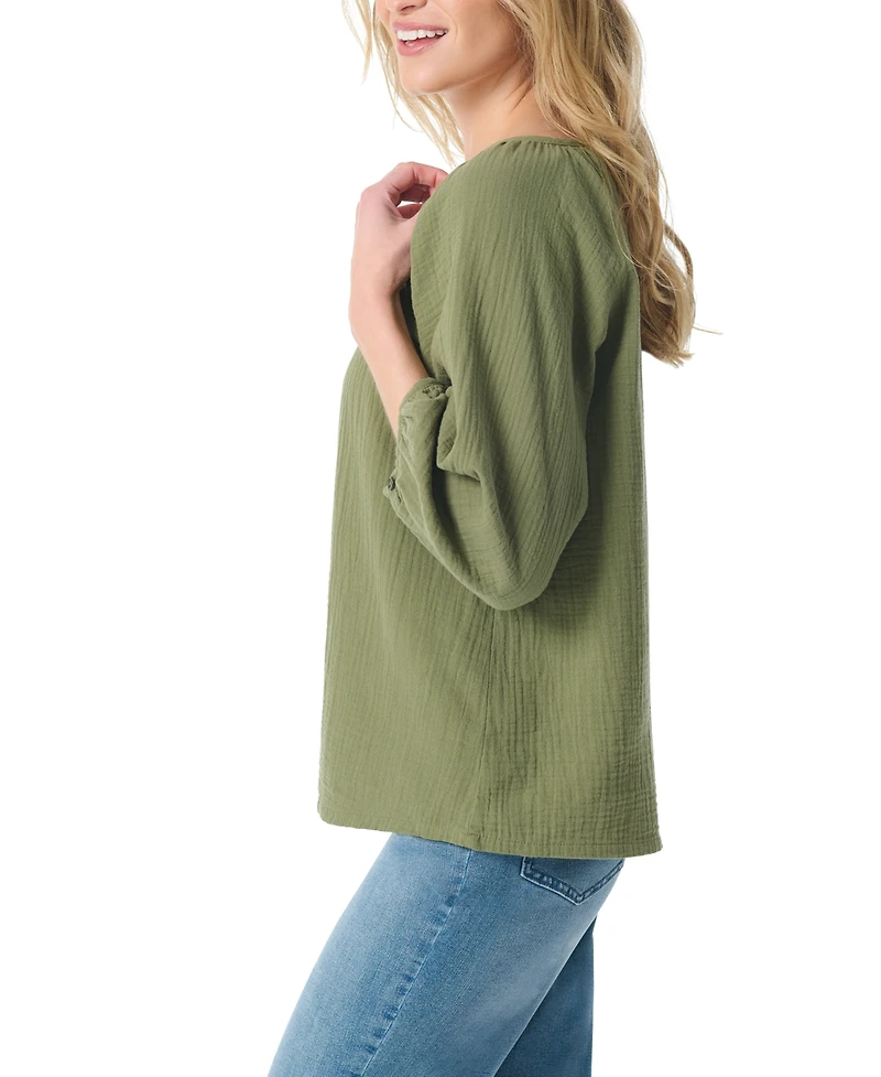 Gloria Vanderbilt Women's Round Neck Peasant-Style Top