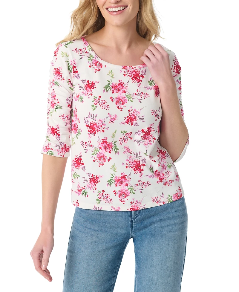 Gloria Vanderbilt Women's Cotton-Blend Robyn Knit Printed Top