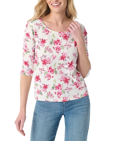 Gloria Vanderbilt Women's Cotton-Blend Robyn Knit Printed Top