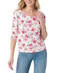 Gloria Vanderbilt Women's Cotton-Blend Robyn Knit Printed Top