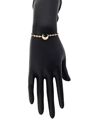 Unwritten Imitation Pearl and Cubic Zirconia Gold-Tone Plated Celestial Moon Adjustable Bolo Bracelet