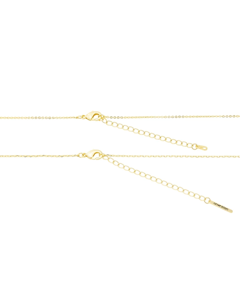 Unwritten Cubic Zirconia Gold-Tone Plated Celestial Pendant Duo Necklace Set