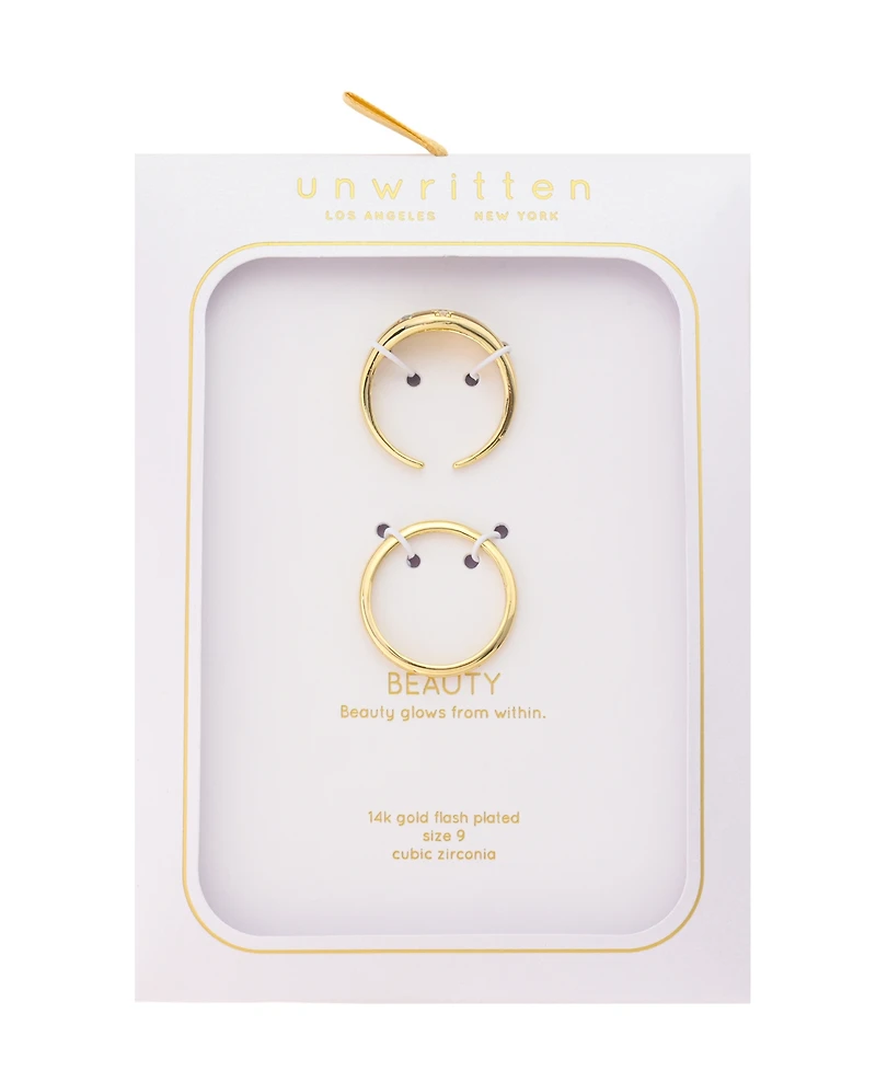 Unwritten Cubic Zirconia Gold-Tone Plated Multi Color Duo Stacking Ring Set
