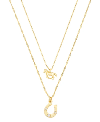 Unwritten Cubic Zirconia Gold-Tone Plated Western Icon Pendant Duo Pendant Necklace Set