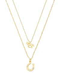 Unwritten Cubic Zirconia Gold-Tone Plated Western Icon Pendant Duo Pendant Necklace Set