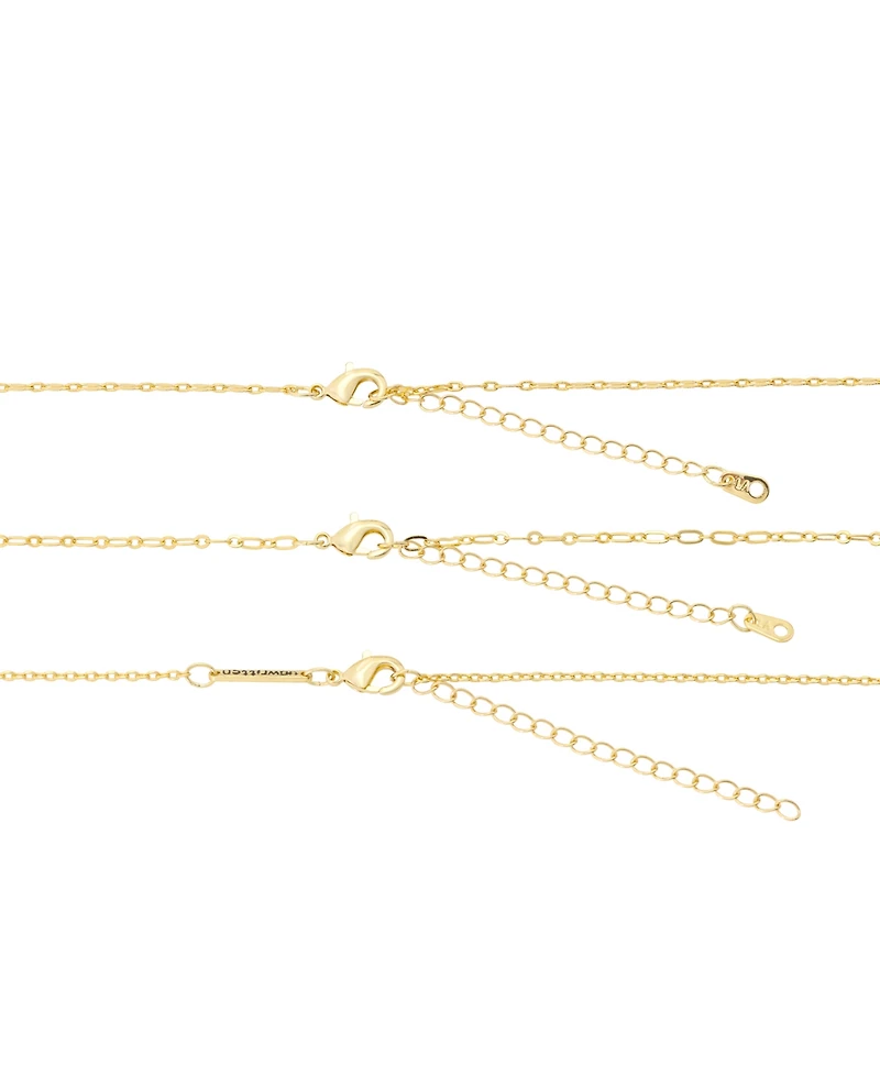 Unwritten Gold-Tone Plated Enamel Cross Pendant Trio Necklace Set