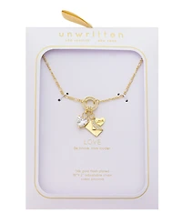 Unwritten Cubic Zirconia Gold-Tone Plated Cluster Charm Necklace