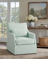 Martha Stewart Collection London 28" Fabric Skirted Swivel Armchair with Lumbar Pillow