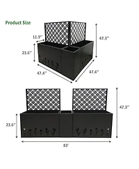 Asagikoiai Metal Planter-Trellis Combo Set of 3, Raised Garden Bed Set with Privacy Screen