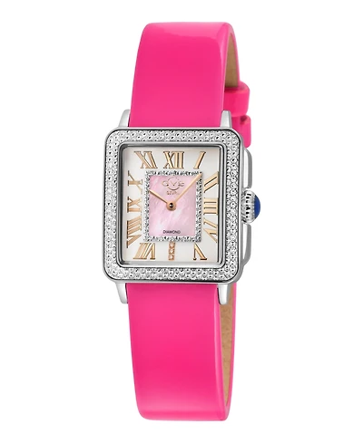 GV2 by Gevril Women's Padova Swiss Quartz Diamond magenta Hand made Italian leather Strap Watch