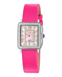 GV2 by Gevril Women's Padova Swiss Quartz Diamond magenta Hand made Italian leather Strap Watch