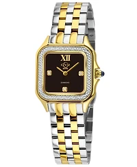 GV2 by Gevril Women's Milan Swiss Quartz Diamond Two toned Ss Ipyg Stainless Steel Bracelet Watch