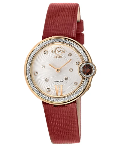GV2 by Gevril Women's Perugia Swiss Quartz Diamond Hand made Italian saffiano leather Strap Watch