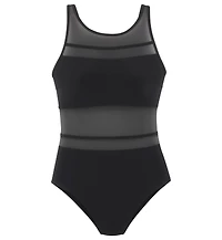 Lascana Women's Scoop Neck Mesh Detail One Piece Swimsuit Bra Sizing