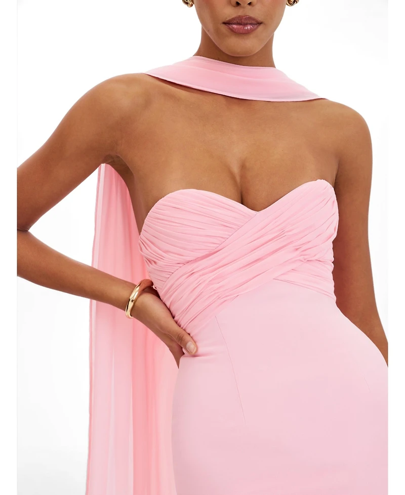 Miss Circle Women's Olivia Rose Pink Strapless Crossover Mini Dress