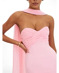 Miss Circle Women's Olivia Rose Pink Strapless Crossover Mini Dress