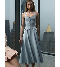 Miss Circle Women's Gillian Mist Blue Halter A-Line Midi Dress