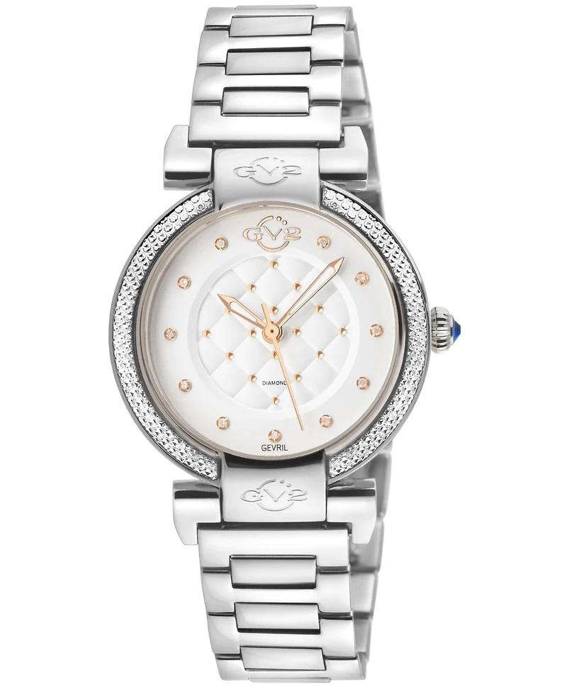 GV2 by Gevril Women's Berletta Swiss Quartz Diamond Silver Stainless Steel Bracelet Watch