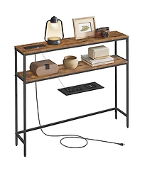 Slickblue 2-Tier Sofa Table with Built-In Power Outlet and Storage Shelves