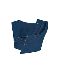 Jendue Women's Endless Line Denim Crop Top - Unique and Stylish