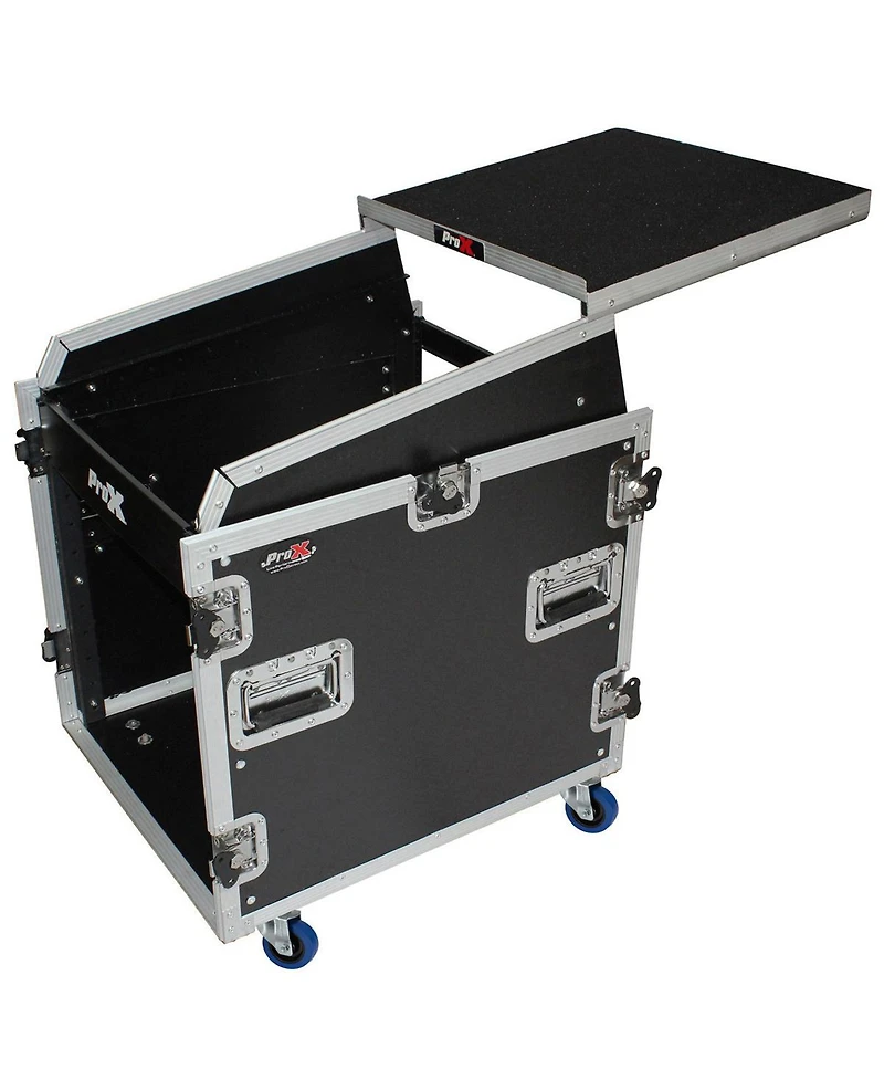ProX T-12MRSS13ULT Flight Case with Laptop Shelf and Casters for 12U Rack x 13U Top Mixer Dj Combo