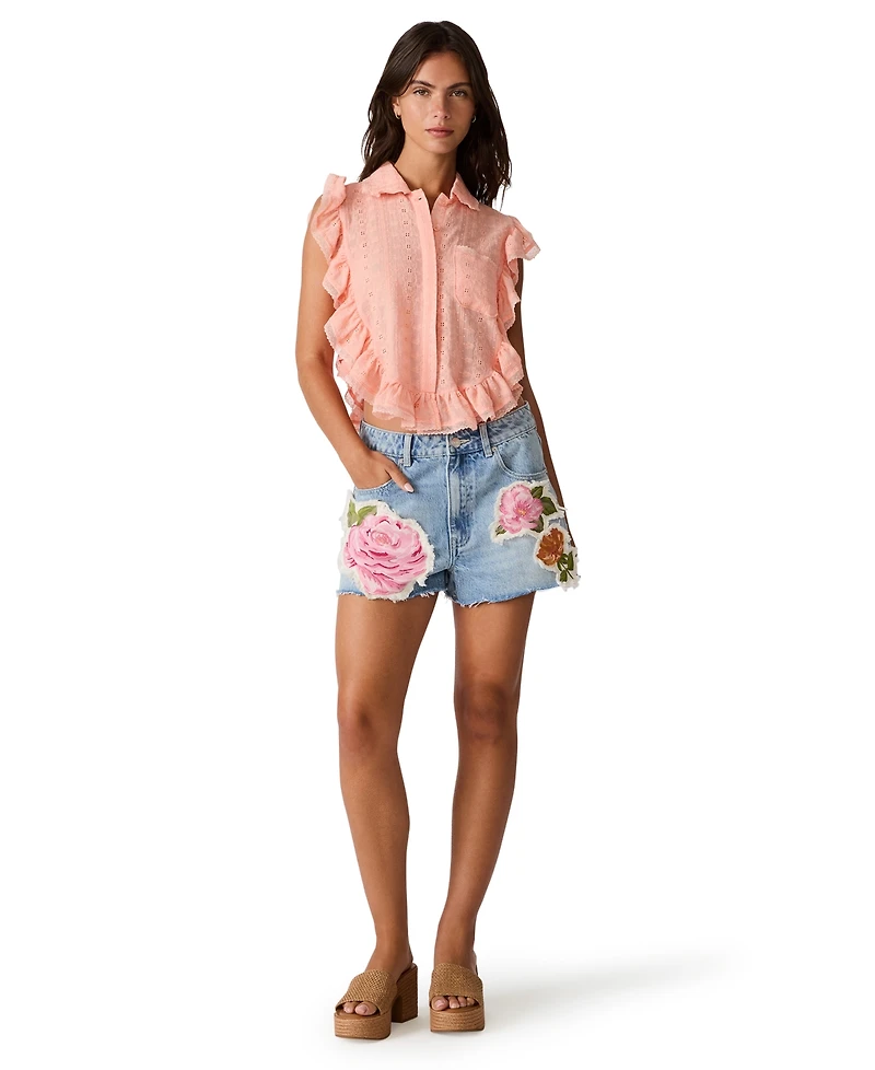 Steve Madden Women's Adeline Collared Neck Top