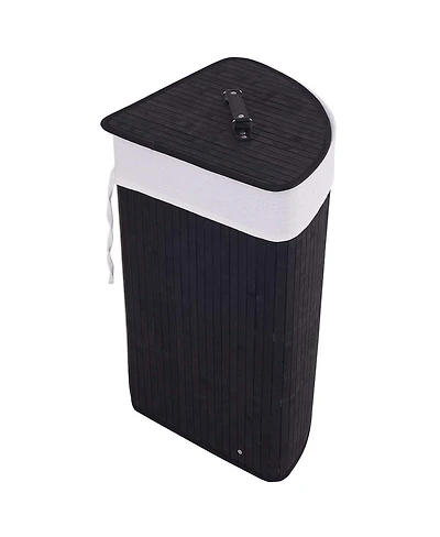 Ecooso Bamboo Laundry Hamper Basket with Lid and Removable Liner Bag
