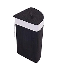 Ecooso Bamboo Laundry Hamper Basket with Lid and Removable Liner Bag