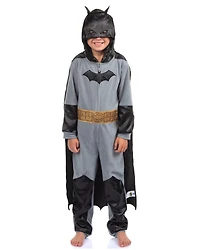 Batman Boys' Kids Union Suit One-Piece Pajama With Hooded Mask Cape Sleepwear Loungewear