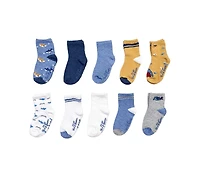 Rainbow Sugar Biz & Bean Toddler Boys' and Girls' 2T-4T Grippers Socks, 10-Pack