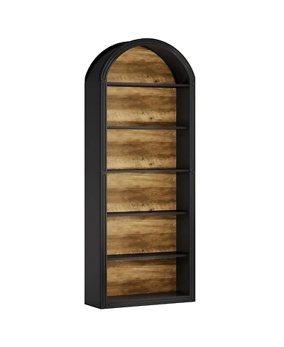 Slickblue 8 Tier Tall Bookshelf with Wooden Arched Display Shelves