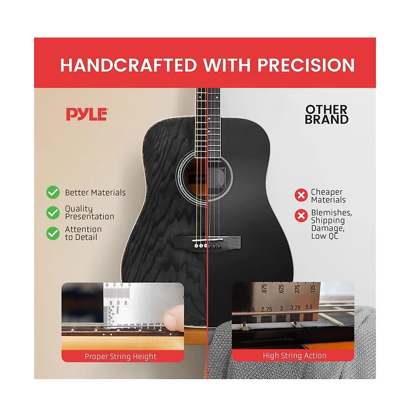 Pyle 41 Steel Strings Acoustic Guitar for Beginner and Adults