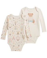 Polo Ralph Lauren Baby Girls' Bear Cotton Bodysuit, 2-Pack