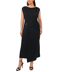 Msk Plus Boat Neck Short-Sleeve Midi Dress