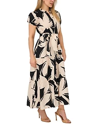 Msk Petite Split Neck Belted Tiered Maxi Dress