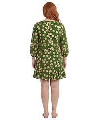 London Times Plus Balloon-Sleeve Shift Dress