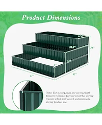 Sugift Heavy-Duty Metal Outdoor 3-Tier Raised Garden Bed Planter Box