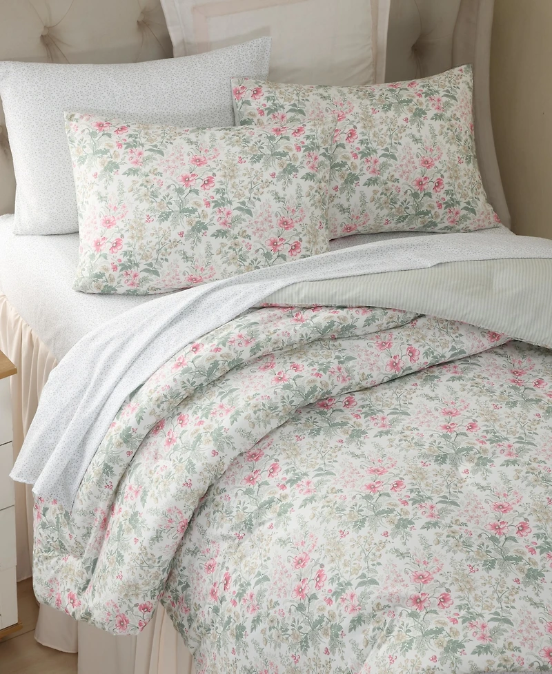 Laura Ashley Arden Floral Washed Microfiber -Pc. Comforter Set