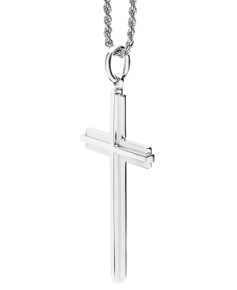 Macy's Men's Struck Cross Pendant Necklace in Sterling Silver