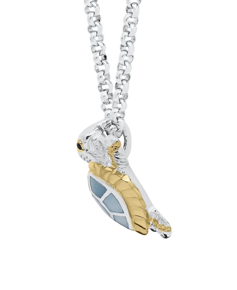 Macy's Blue Mother of Pearl Turtle Pendant Necklace in Sterling Silver