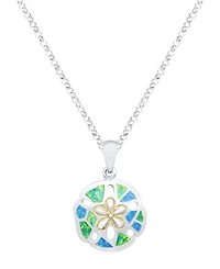 Macy's Kyocera Green & Blue Opal Sand Dollar Pendant Necklace in Sterling Silver