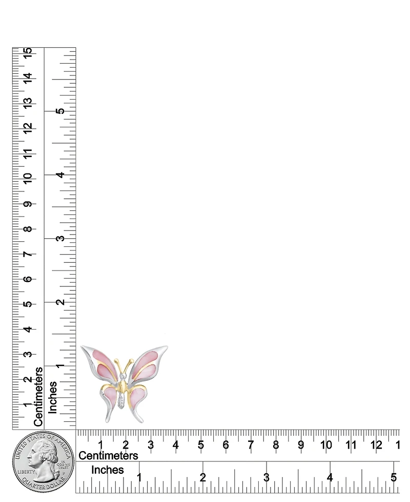 Macy's Pink Pearl Butterfly Pendant Necklace in Sterling Silver