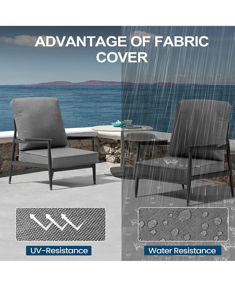 Pellebant 22 x 21 x 3.5 inches Patio Premium Fabric Outdoor Seat Cushions Set (Seat and Back)