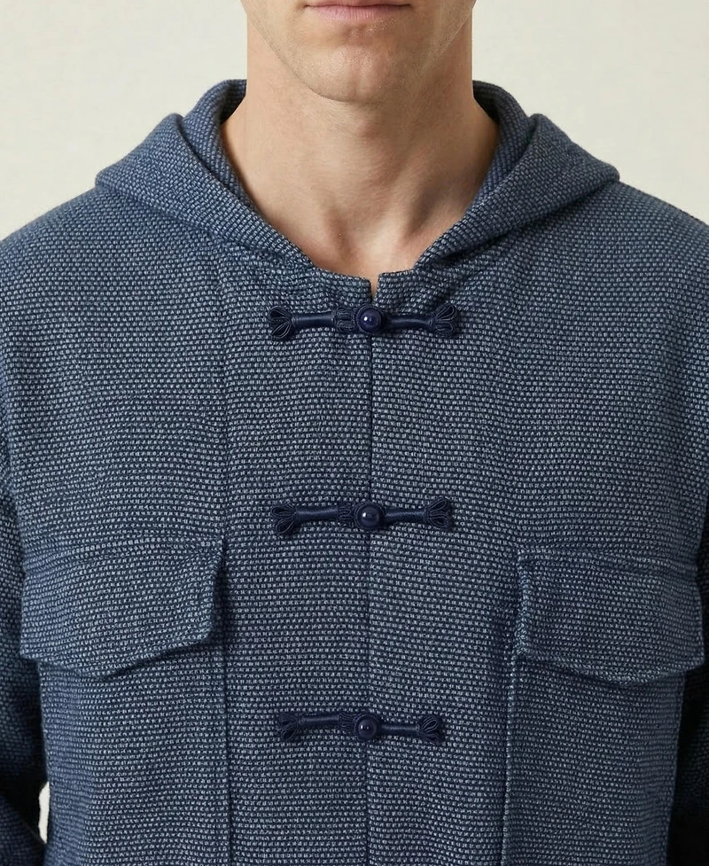 Modenaire Men's Hooded Toggle-Closure Dual-Pocket Jacket