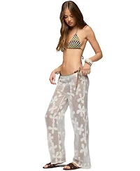 Edikted Women's Candace Floral Texured Sheer Pants